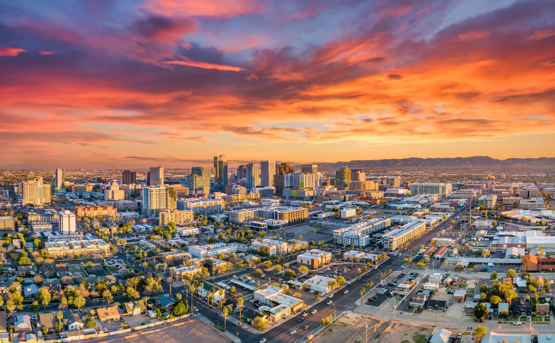 Phoenix, Arizona downtown skyline aerial